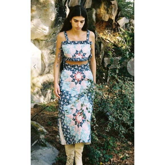 Sea New York Dresses & Skirts - Sea New York Talia Quilted Midi Skirt Womens Medium A-Line 100% Cotton Patchwork